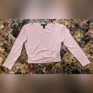 5/$25 Forever 21 Pink Long Sleeve Crop Top